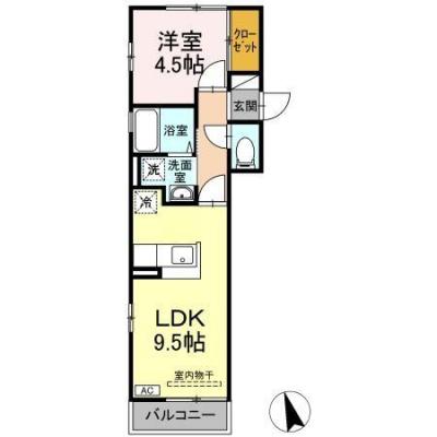 D-ROOMマンスリー【サンモールＴＭ】インターネット使い放題！TVインターホン付き！の物件間取り図
