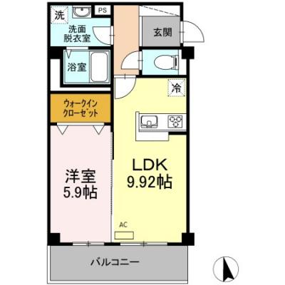 D-ROOMマンスリー【ドミール中央】インターネット使い放題！宅配ボックスあり！の物件間取り図