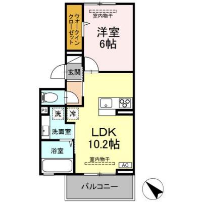 D-ROOMマンスリー【ヒルズ国母】インターネット使い放題！宅配ボックスあり！の間取り図