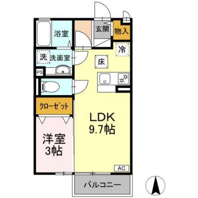 D-ROOMマンスリー【サンクレアⅢ】インターネット使い放題！浴室乾燥機付き！の物件間取り図