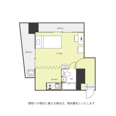 ユニオンマンスリー萩山１　402　1R・シングル☆【禁煙ルーム】人気の角部屋！安心のモニター付きインターフォン完備/デスク・チェア＆たっぷり収納2ドア冷蔵庫など生活家電のあるお部屋の物件間取り図