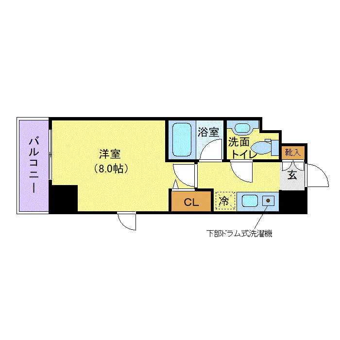 グッドステイ市ヶ谷WEST△『禁煙ルーム・1名入居限定・25平米・駅4分・独立洗面』【ベーシック】の物件間取り図