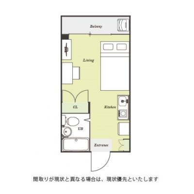 ユニオンマンスリー立川４　105　1R・セミダブル☆【禁煙ルーム】不在時の受け取りに便利な宅配ボックス完備！デスク・チェア＆洗濯機や冷蔵庫など生活家電のあるお部屋の物件間取り図