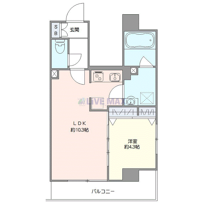マンスリーリブマックス墨田八広アネックス△『禁煙ルーム・1LDK・36平米』【追い焚き機能・独立洗面・浴室乾燥付】≪プレミアムシリーズ≫の物件間取り図