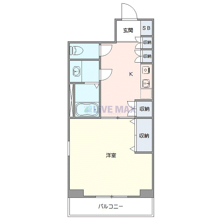 マンスリーリブマックス恵比寿一丁目◆△『禁煙ルーム・1DK・43平米』【1名入居限定・独立洗面】≪スタンダードシリーズ≫の物件間取り図