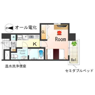OneLife神戸六甲メゾンSL【オートロック・バストイレ別・独立洗面台】の物件間取り図