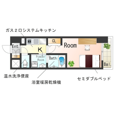 OneLife神戸六甲ステージSL【オートロック・バストイレ別・独立洗面台・浴室乾燥機】の物件間取り図