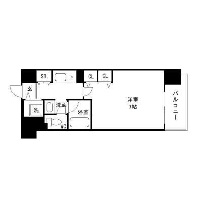 OneLife心斎橋東グラン【▼バストイレ別、独立洗面台付】の物件間取り図