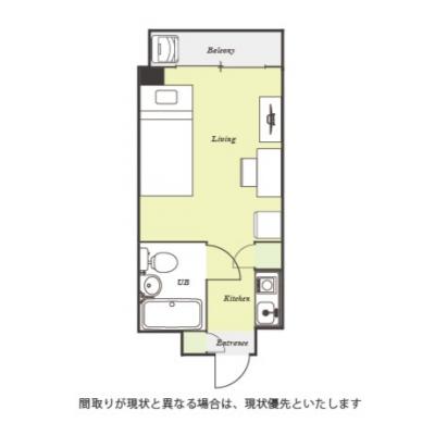 ユニオンマンスリー立川３　402　1R・シングル☆【禁煙ルーム】デスク・チェア＆たっぷり収納2ドア冷蔵庫など生活家電のあるお部屋/立川駅から複数路線利用可能。の物件間取り図