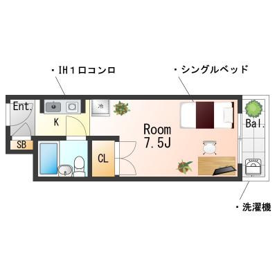 OneLife六甲パートⅡSL【3点ユニットバスタイプ】の物件間取り図
