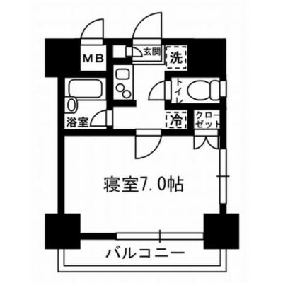 ★格安キャンペーン実施中　※詳細は窓口まで★　室内動画有り・G-style.BBwf東京　月島駅前3A（禁煙）【嬉しいインターネット料金込み♪食器類や調理器具等の生活備品も日額料金に含んでいます♪】の間取り図
