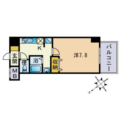 ♪2017年築25㎡超の1K♪　スカイハウス天神東の物件間取り図