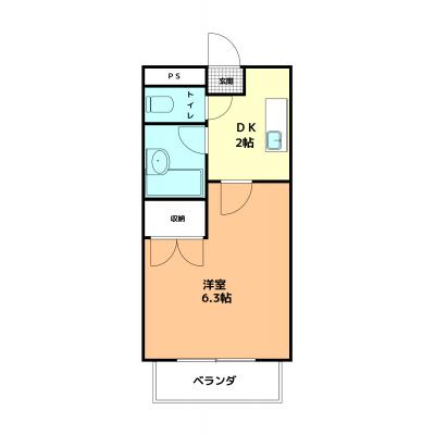 【佐賀県佐賀市/佐賀駅/駐車場/バス・トイレ別】タケダビルⅠの物件詳細の物件間取り図