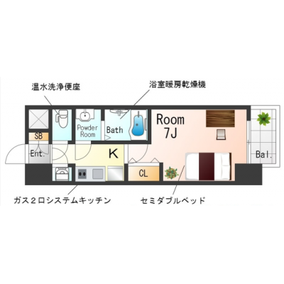 OneLife神戸プレイスSL【Wi-Fi無制限・浴室乾燥機・2口ガスコンロ】の物件間取り図