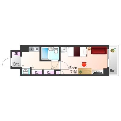 OneLife神戸ライオネSL【3点ユニットバスタイプ】の物件間取り図