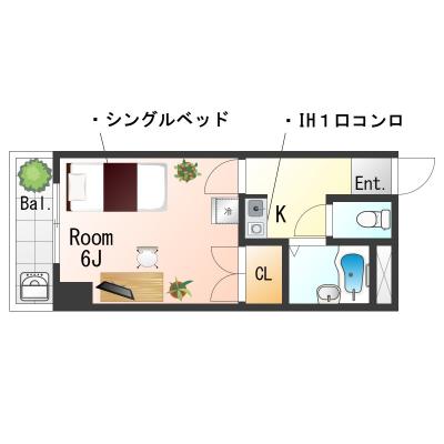 OneLife新長田EastGateⅠSL【バス・トイレセパレート】の物件間取り図