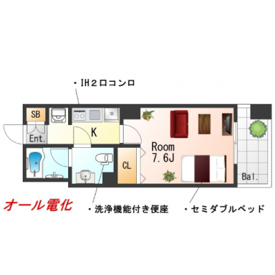 OneLife神戸フロントSL【バストイレ別・独立洗面台】の物件間取り図