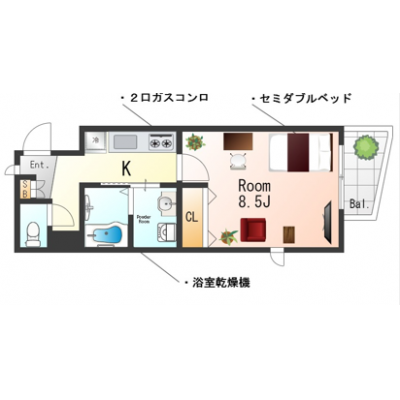 OneLifeあみだ堂スクエアSL【オートロック・浴室乾燥機付き】の物件間取り図