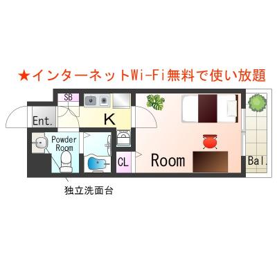 OneLife名谷スカイSL【Wi-Fi無制限・オートロック】の物件間取り図