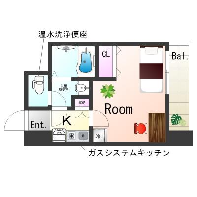 OneLifeスクエア神戸県庁前SL【オートロック・温水洗浄便座付き！】の物件間取り図