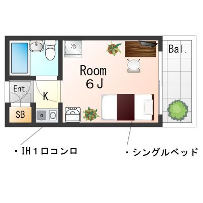 OneLife神戸カーサSL【3点ユニットバスタイプ】の物件間取り図