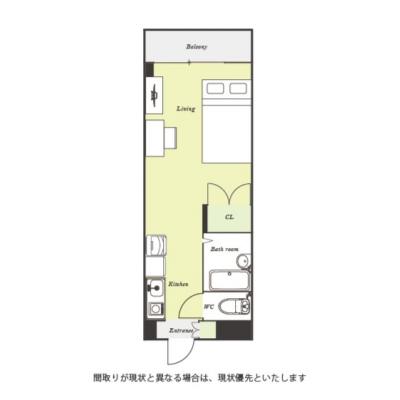 ユニオンマンスリー玉川学園前１　106　1R・セミダブル☆【禁煙ルーム】バス・トイレ別/安心のモニター付きインターフォン完備！デスク＆チェア付きでテレワークにも便利■選べるWi-Fi格安レンタル中！の物件間取り図