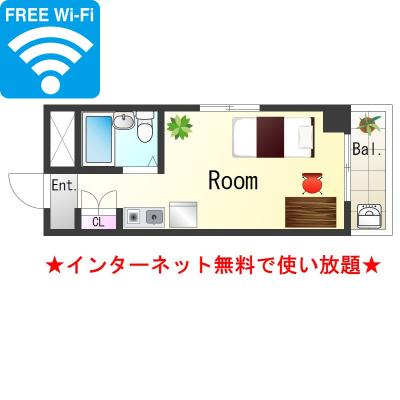 OneLife姫路コート＜TYPE1＞SL【Wi-Fi無制限・オートロック・3点ユニットタイプ】の物件間取り図