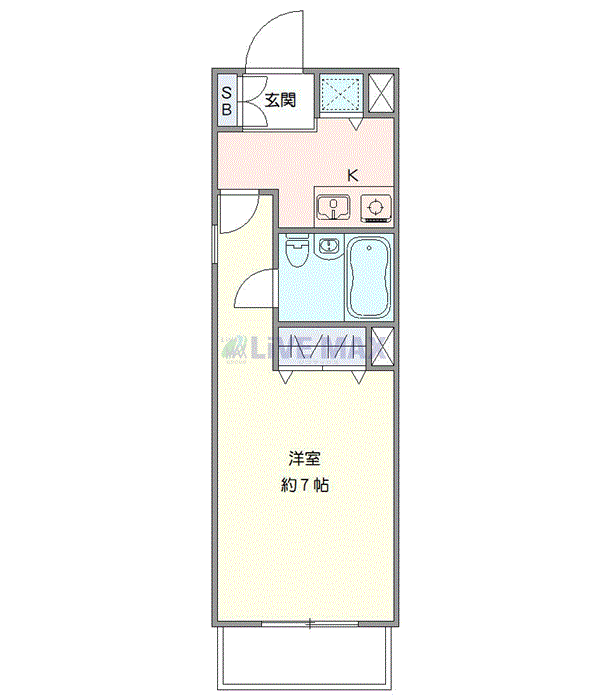 グッドステイ鎌倉駅前EASTラヴァージュ■『禁煙ルーム・24平米・駅2分・1名入居限定・角部屋』【ライト】の物件間取り図