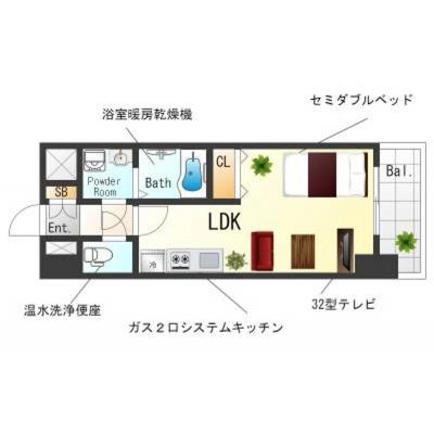 OneLife西宮北口SOUTH＜TYPE1＞ SL【浴室乾燥機・独立洗面台・オートロック】の物件間取り図