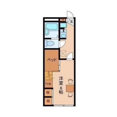 【M143】姫路バイパス市川ランプ車８分／駐車場1台込🚙浴室乾燥付1Kの物件間取り図