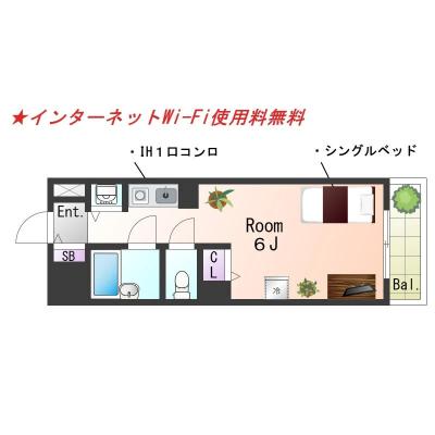 OneLife明石小久保ハイツSL【Wi-Fi無制限・バス・トイレ別】の物件間取り図