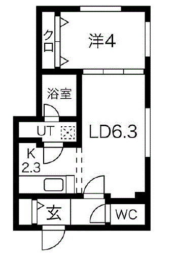 グッドステイすすきのステーションWESTツェッペリン『禁煙ルーム・1LDK・31平米・独立洗面・浴室乾燥機能付』【デラックス】の物件間取り図