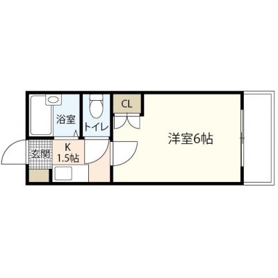 エールマンスリー井口　(3-4)　【★無料WI-FI標準装備（無制限）★、オートロック、バストイレ別、ゴミ毎日回収、南向き、草津南駅徒歩圏内】の間取り図