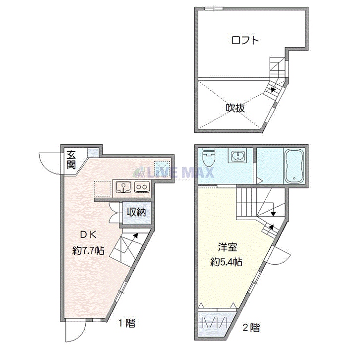 マンスリーリブマックス京成船橋ステーションSOUTH■『禁煙ルーム・1DK・27平米』【追い焚き機能・独立洗面・浴室乾燥機能付】≪エクセレントシリーズ≫の物件間取り図