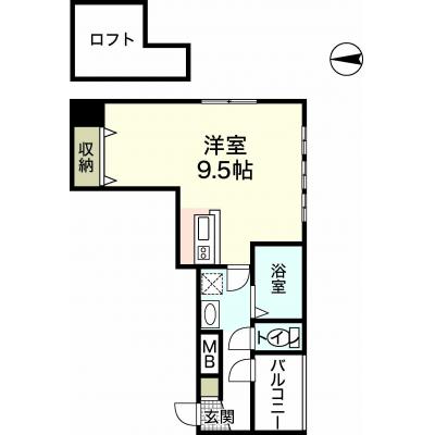 エールマンスリー幟町　参番館　(5-3)　【★無料WI-FI標準装備（無制限）★、広島電鉄銀山町駅、八丁堀駅、32型TV、ロフト付き、角部屋】の物件間取り図