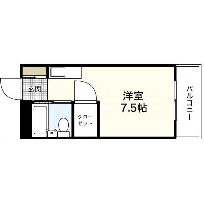 エールマンスリー舟入(8-5)　【★無料WI-FI標準装備（無制限）★、ゴミ簡易分別毎日回収、エレベーター、オートロック、リーズナブルタイプ、広島電鉄舟入本町駅徒歩2分】の物件間取り図
