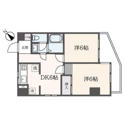 東都マンスリー　ソレイユ海老名　２DKの物件間取り図