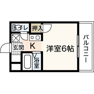 エールマンスリー五日市　壱番館(6-4)　【★無料WI-FI標準装備（無制限）★、オートロック、エレベーター、駐車場要相談、32型TV、広電佐伯区役所前駅】の物件間取り図