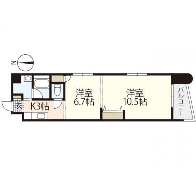 エールマンスリー東蟹屋（6-5）【★敷地内駐車場有★無料WI-FI標準装備（無制限）★、３２型TV、ゴミ毎日回収、宅配ＢＯＸ、２Ｋ】の物件間取り図