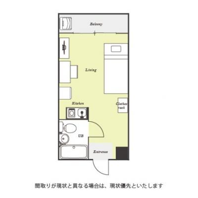ユニオンマンスリー横浜・白楽５　309　1R・シングル☆◆インターネット固定回線（有線）無料の部屋◆【禁煙ルーム】安心の宅配ボックス＆モニター付きインターフォン完備！デスク・チェアのあるお部屋の物件間取り図