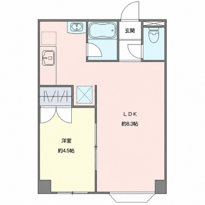 OneLife札幌南4条ノーヴェ【★バストイレ別・独立洗面台《1LDKの広々空間！》】の物件間取り図