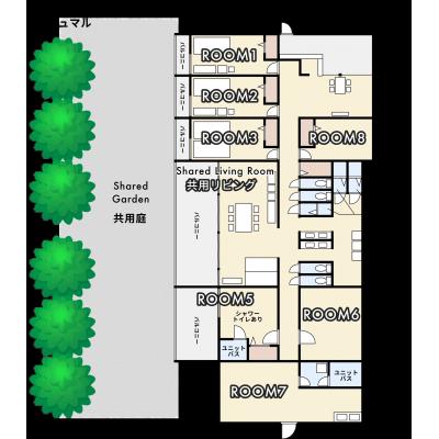 【無料Wi-Fi/ガジュマルの大自然】あざみ庵よろん Room8【管理人常駐/シェアルーム】の物件間取り図