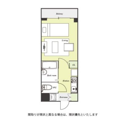 ユニオンマンスリー横浜片倉町駅前１　208　1K・シングル☆【禁煙ルーム】バストイレ別＆冷蔵庫や電子レンジなど生活家電のあるお部屋♪宅配ボックス・モニター付きインターフォン・室内洗濯機完備の物件間取り図