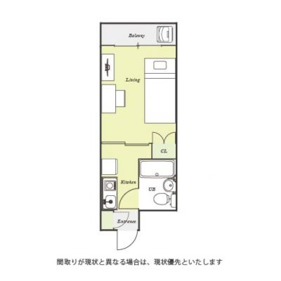ユニオンマンスリー大倉山４　103　1K・シングル☆【禁煙ルーム】デスク・チェア＆たっぷり収納2ドア冷蔵庫など生活家電のあるお部屋/横浜駅まで直通11分/週末は大倉山公園でのんびりの物件間取り図