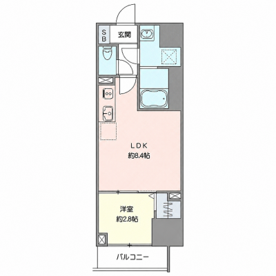 OneLife札幌ステーションEAST【★1LDK・浴室乾燥機・独立洗面台】の間取り図