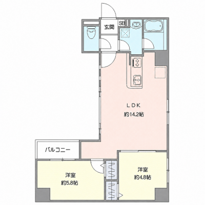 OneLife札幌南3条スピア【★2LDK・独立洗面台・禁煙ルーム有】の物件間取り図