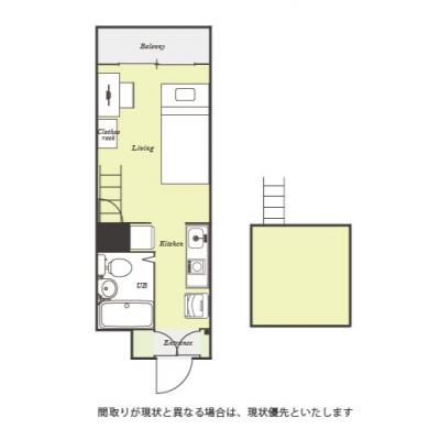 ユニオンマンスリー横浜鶴ヶ峰２　W202　1R・シングル☆【禁煙ルーム】たっぷり収納ロフトつき♪不安心のモニター付きインターフォン＆宅配ボックス完備！の物件間取り図