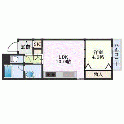 OneLife熊本駅南パラディーソ＜TYPE2＞【★1LDK・Wi-Fi対応・設備充実】の物件間取り図