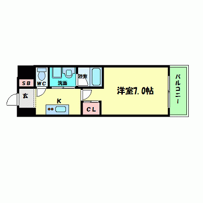 OneLife靭本町【★NET対応・独立洗面台】の物件間取り図