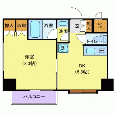 OneLife盛岡ファースト【★オートロック・バストイレ別・独立洗面台・2口コンロ】の間取り図